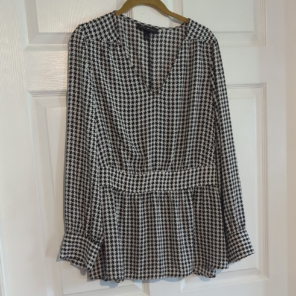 Lane Bryant Black and White Houndstooth Top